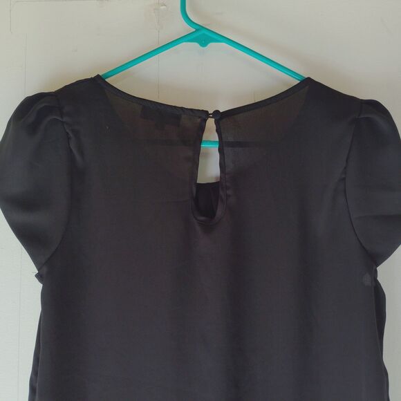 Papermoon Stitchfix Black round neck cap Ruffle sleeve blouse Career MP - Picture 6 of 6